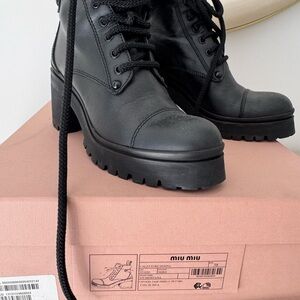 Miu Miu Black Lace-Up Women's Boots